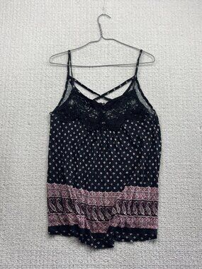 Y2K Cami Top Floral Lace Paisley Boho Fairycore Coquette Romantic Fesitval Sz S